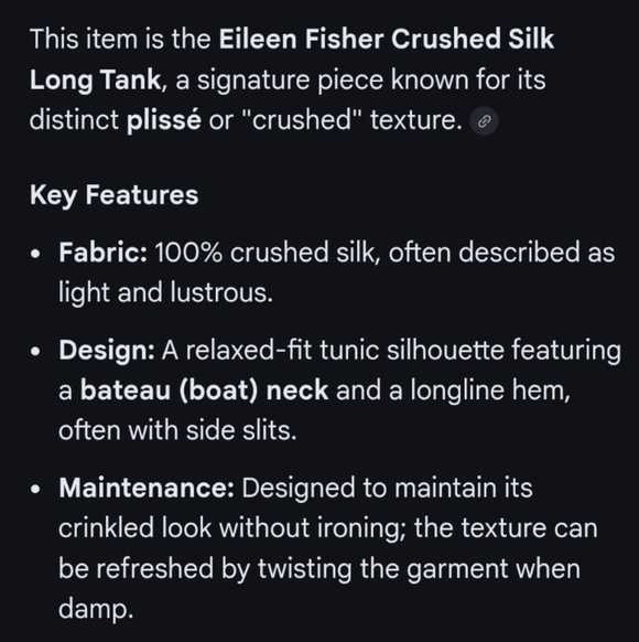 Eileen Fisher Crushed Silk Long Tank XL - Picture 7 of 7